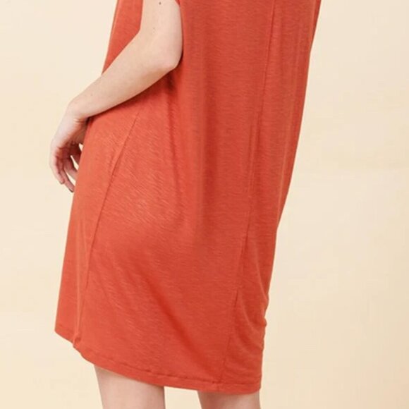 Daily Ritual Women's V Neck Dolman Shift Mini Dress/Long Top Terra Cotta - Picture 6 of 9